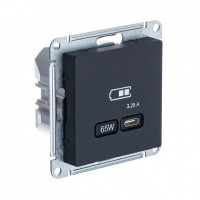Systeme Electric AtlasDesign карбон USB розетка тип-C 65W высокоскор.заряд. QC, PD, механизм ATN001027 фото