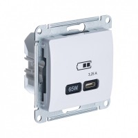 Glossa Белый USB розетка тип-С 65W высокоскоростная зарядка QC, PD, механизм GSL000127 фото