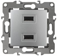ЭРА 12-4110-03 алюминий Устройство зарядное USB, 230В/5В-2100мА, IP20, 12 Б0027493 фото