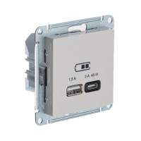 SE AtlasDesign Песочный Розетка USB A + тип-C 45Вт высокоскор.заряд. QC,PD, механизм ATN001229 фото