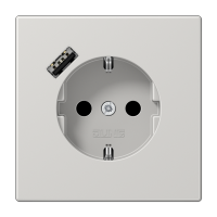 JUNG Розетка SCHUKO® с USB-зарядным устройством, тип A термопласт светло-серый LS1520-18ALG фото