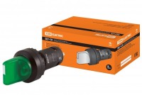 TDM Переключатель на 2 положения с фиксацией SB7-CK2365-220V короткая ручка(LED) d22мм 1з+1р зеленый SQ0746-0059 фото