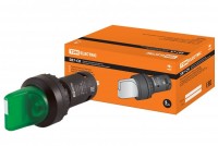 TDM Переключатель на  3 положения с фиксацией SB7-CK3365-24V короткая ручка(LED) d22мм 1з+1р зеленый SQ0746-0066 фото