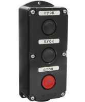 Электротехник ПКЕ 212-3 У3, 10А, 660В, 3 элемента, чёрный и красный цилиндр, накладной, IP40, пост управления  (ЭТ) ET519070 фото