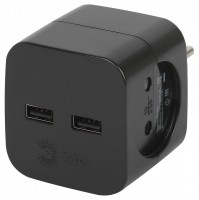 ЭРА Разветвитель электрический ЭРА SP-2-USB-B на 2 розетки 220V + 2xUSB 2400mA, без заземл 10А (черный) Б0049535 фото