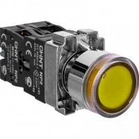 CHINT Кнопка управления NP2-BW3561 плоская, желтая, 1НО, AC/DC230В(LED), IP40 (R) 574788 фото