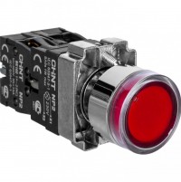 CHINT Кнопка управления NP2-BW3465 плоская, красная, 1НО+1НЗ, AC/DC230В (LED), IP40 (R) 574366 фото