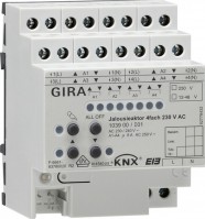 Gira KNX Актор для жалюзи 4-канальный 230 В АС 24-48 B AC/DC 6А, возм ручное управл DIN-рейка 103900 фото