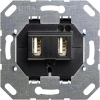 Gira Мех роз USB 2-ой  А+А черный 235900 фото