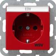 Gira System 55 Красная Розетка с/з с полем и надписью WSV для скрытой установки 047402 фото