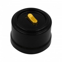 Bironi Лизетта пластик чёрный выключатель кнопочный 1-клавишный (клавишный), ручка золото B1-220-23-G-PB фото