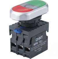 CHINT Двойная, кнопка NP8-11SD/6 синий AC110-230В(LED), 2НЗ, IP65 (R) 667629 фото
