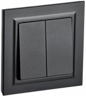 IEK Brite чёрный выключатель 2- клавишный. 10А в сборе BR-V20-0-10-K02-F фото