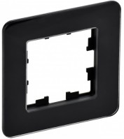 IEK Brite Decor чёрный матовый стекло скруглённые углы рамка 1-местная BR-M12-G-41-K02 фото