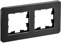 IEK Brite Decor чёрный / алюминий металл скруглённые углы  рамка 2 места BR-M22-M-21-K02 фото
