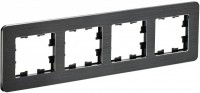 IEK Brite Decor чёрный / алюминий металл скруглённые углы рамка 4 места BR-M42-M-21-K02 фото