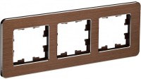 IEK Brite Decor коричневый металл скруглённые углы рамка 3-местная BR-M32-M-21-K30 фото