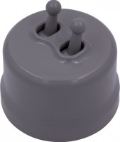 Bironi Лизетта пластик титан выключатель кнопочный 2-клавишный (тумблерный) B1-232-26-PB фото